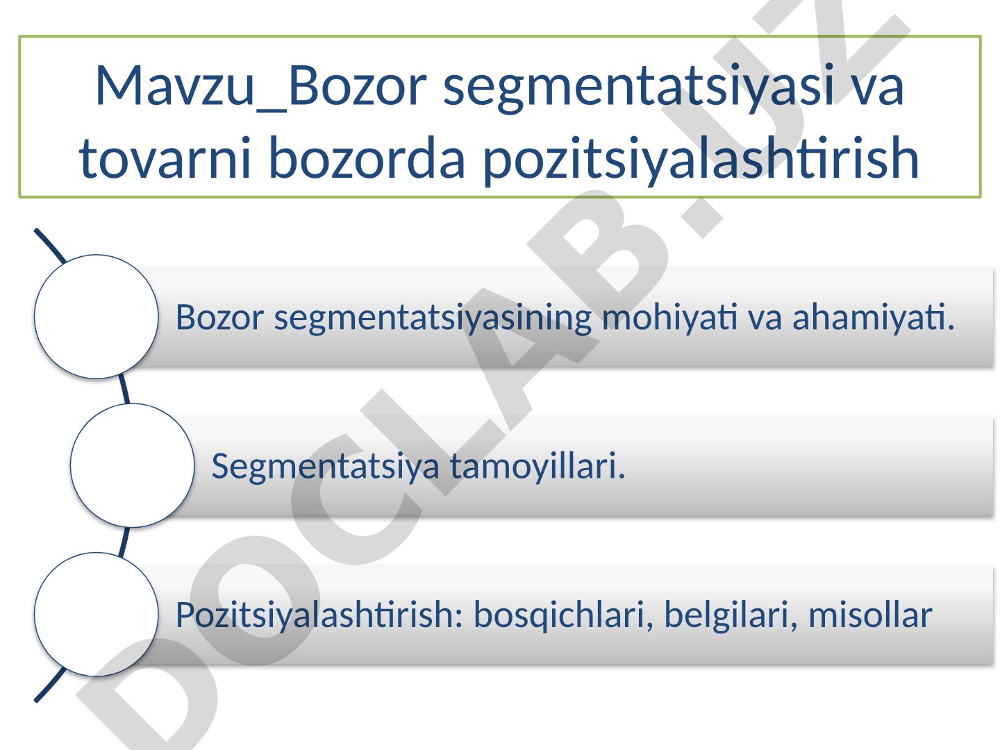 Bozor segmentatsiyasi va pozitsiyalashtirish