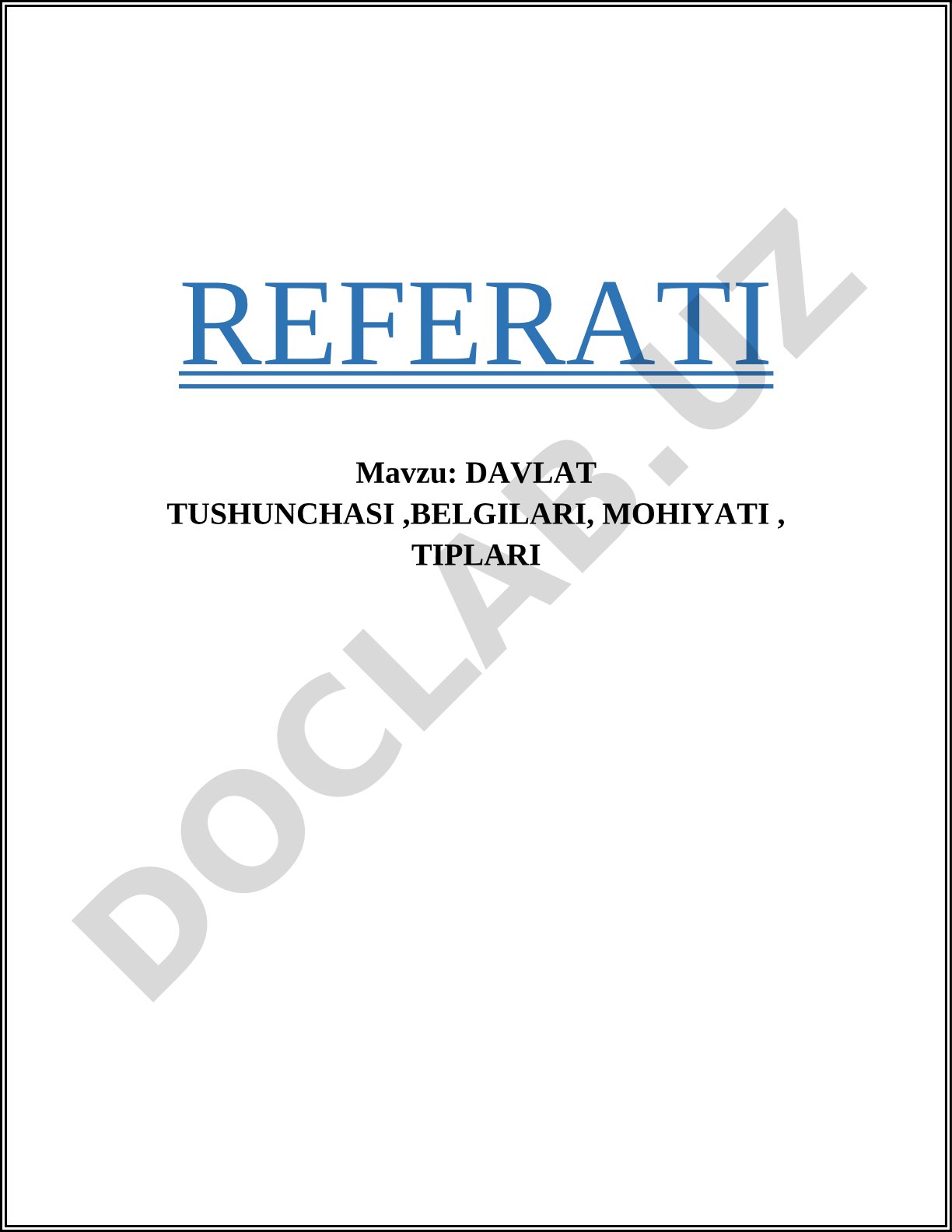 Davlat tushunchasi referati