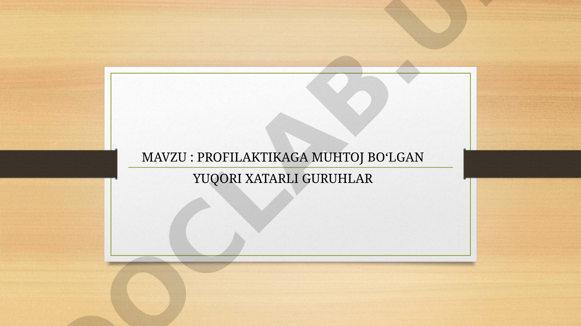 Yuqori Xatarli Guruhlar Profilaktika Rejasi