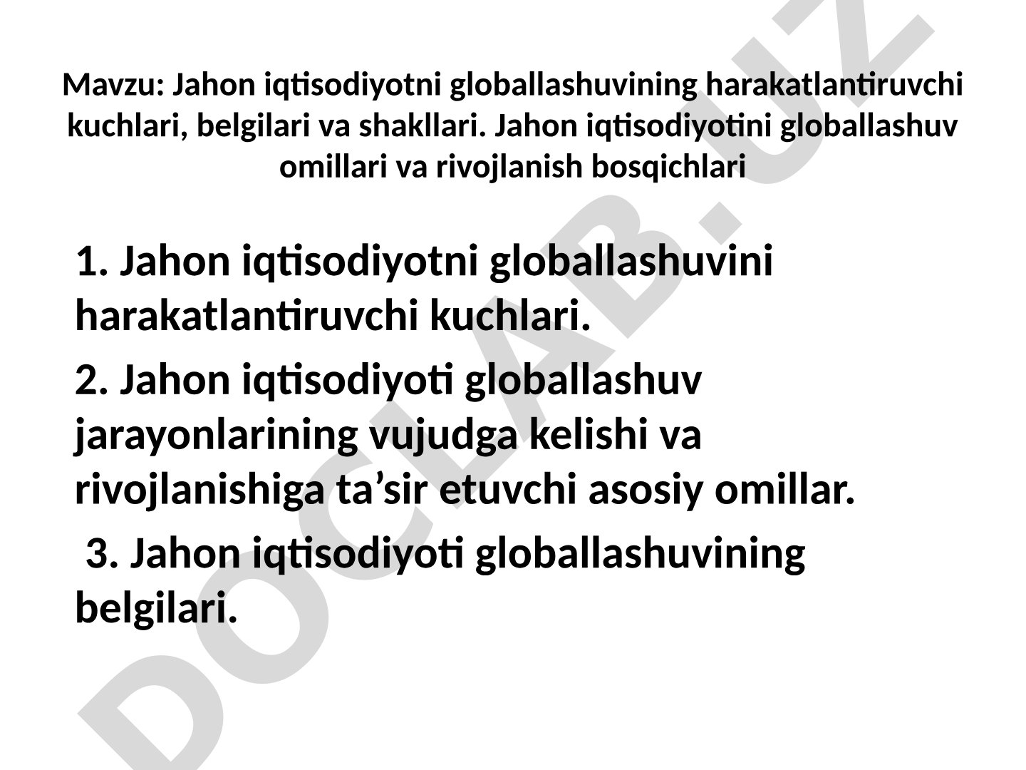 Jahon iqtisodiyoti globallashuvi