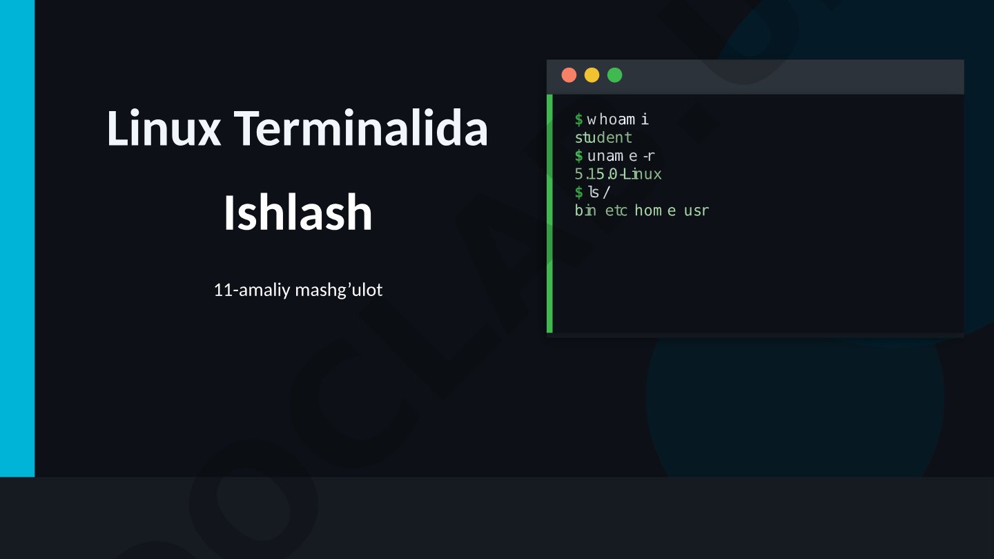 Linux terminalida ishlash amaliy mashg'ulot