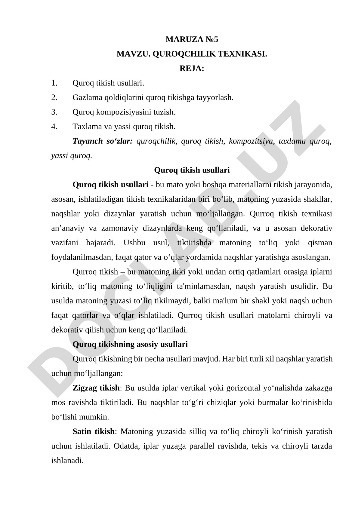 Quroq Tikish Usullari