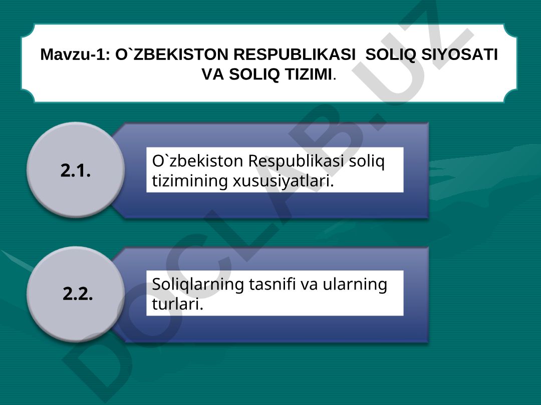 O'zbekiston Respublikasi soliq siyosati va soliq tizimi