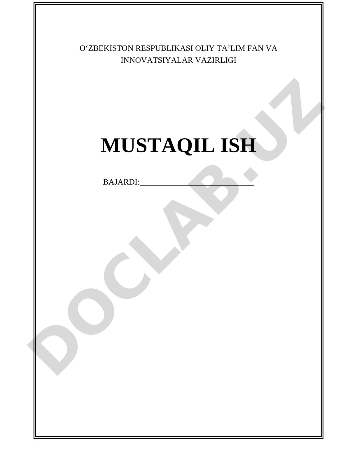 Qoraqalpog'iston Respublikasi Mustaqil Ish