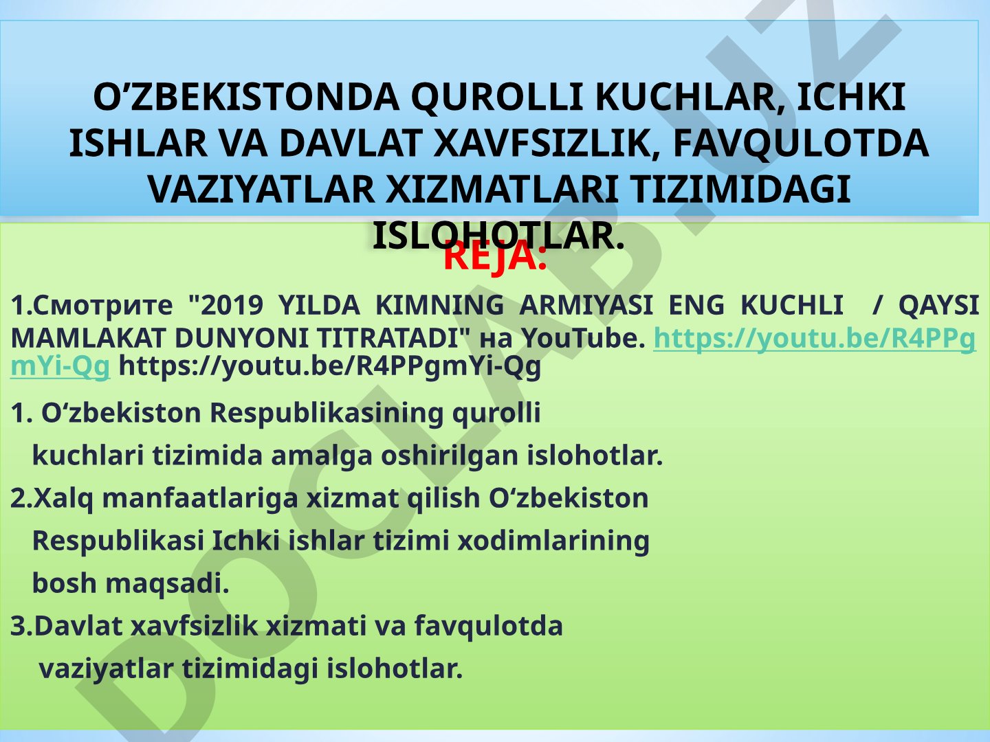 O'zbekiston qurolli kuchlari islohotlari