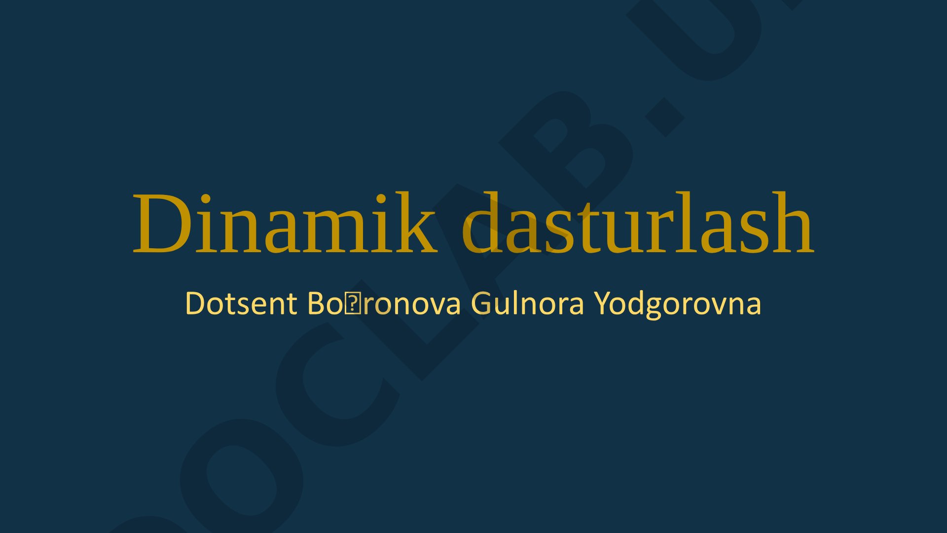 Dinamik Dasturlash