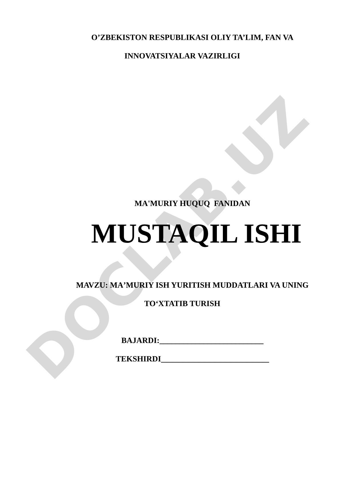 Ma'muriy ish yuritish muddatlari va to'xtatib turish