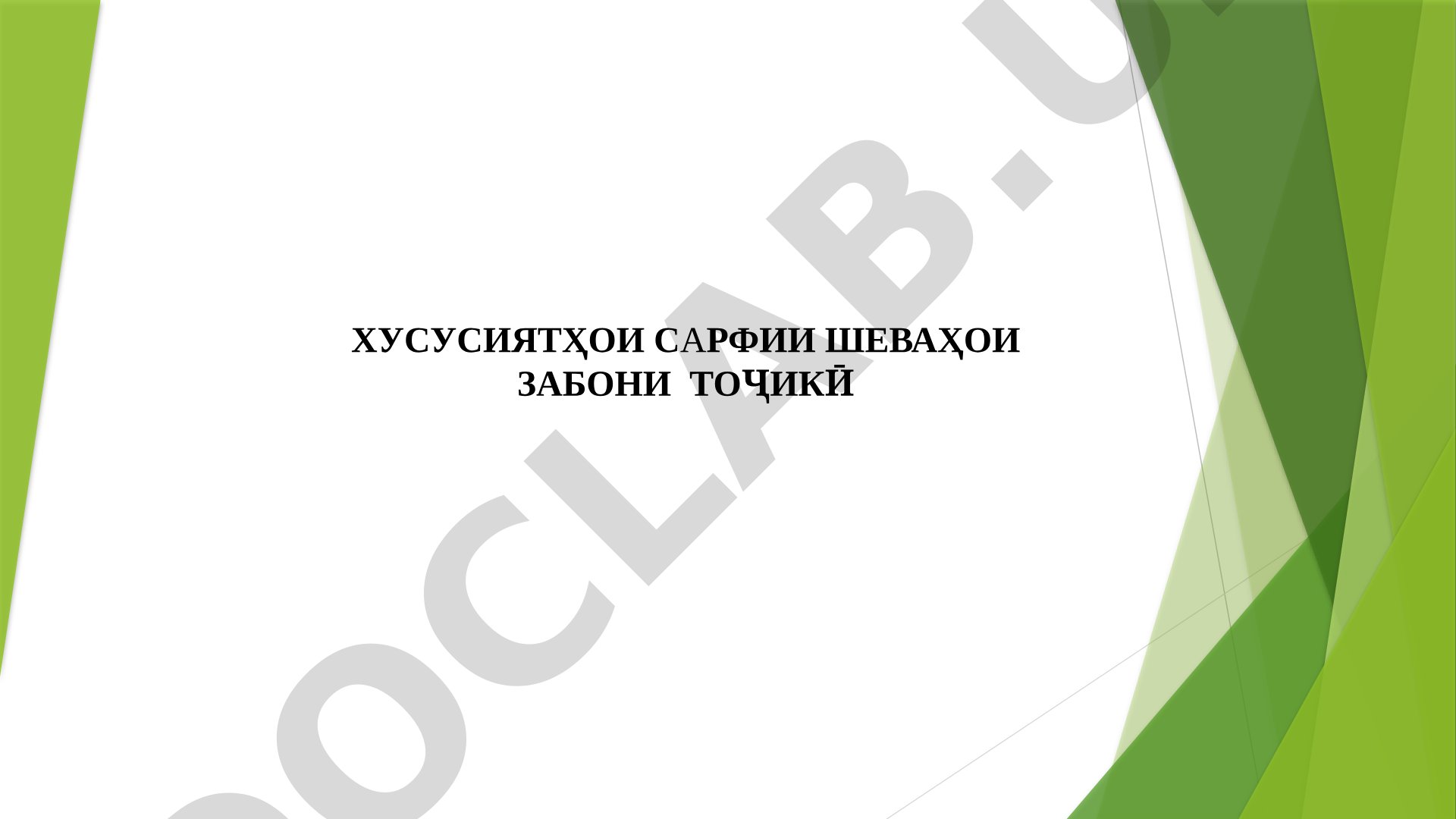 Хусусиятҳои сарфии шеваҳои забони тоҷикӣ