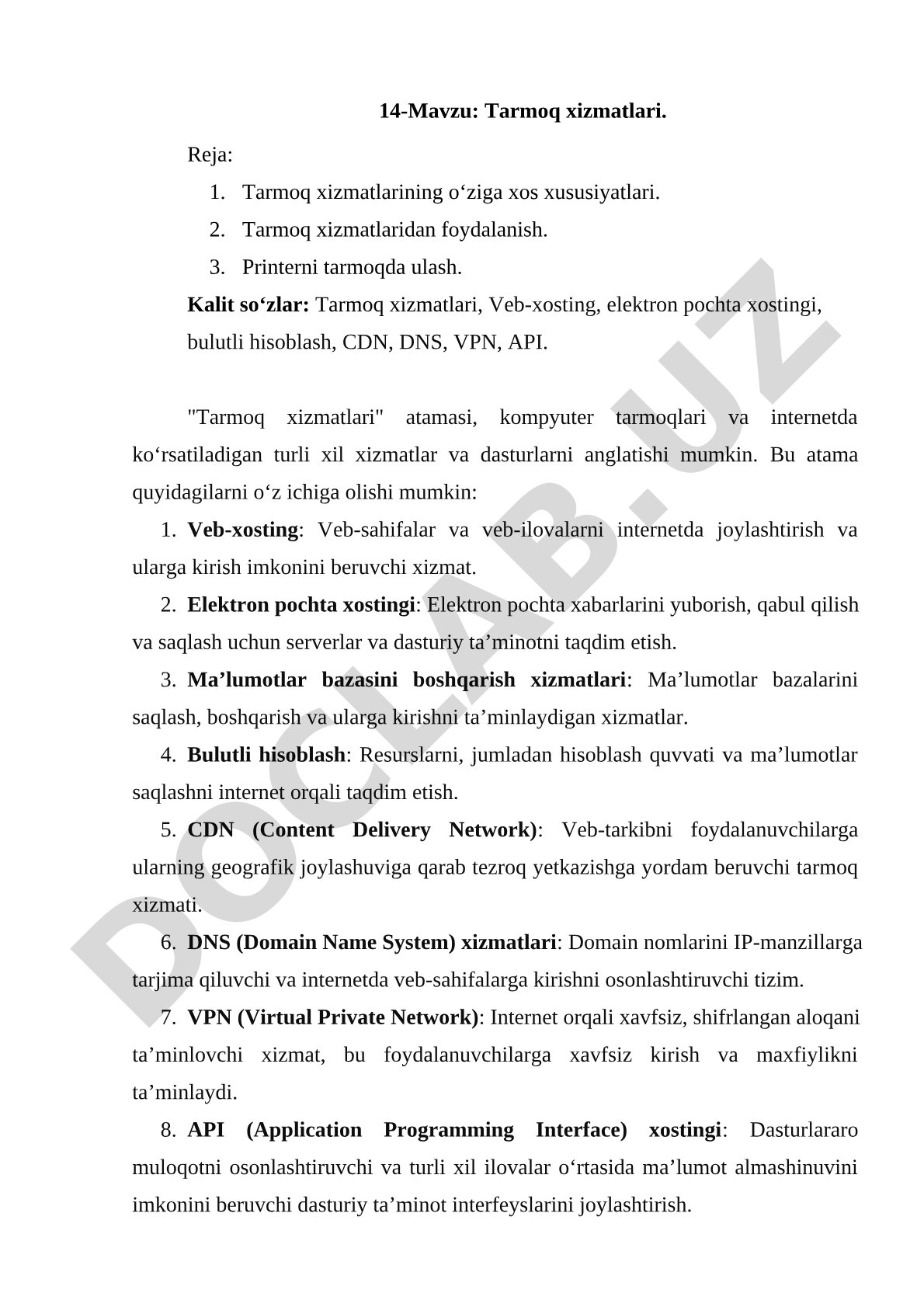 Tarmoq Xizmatlari