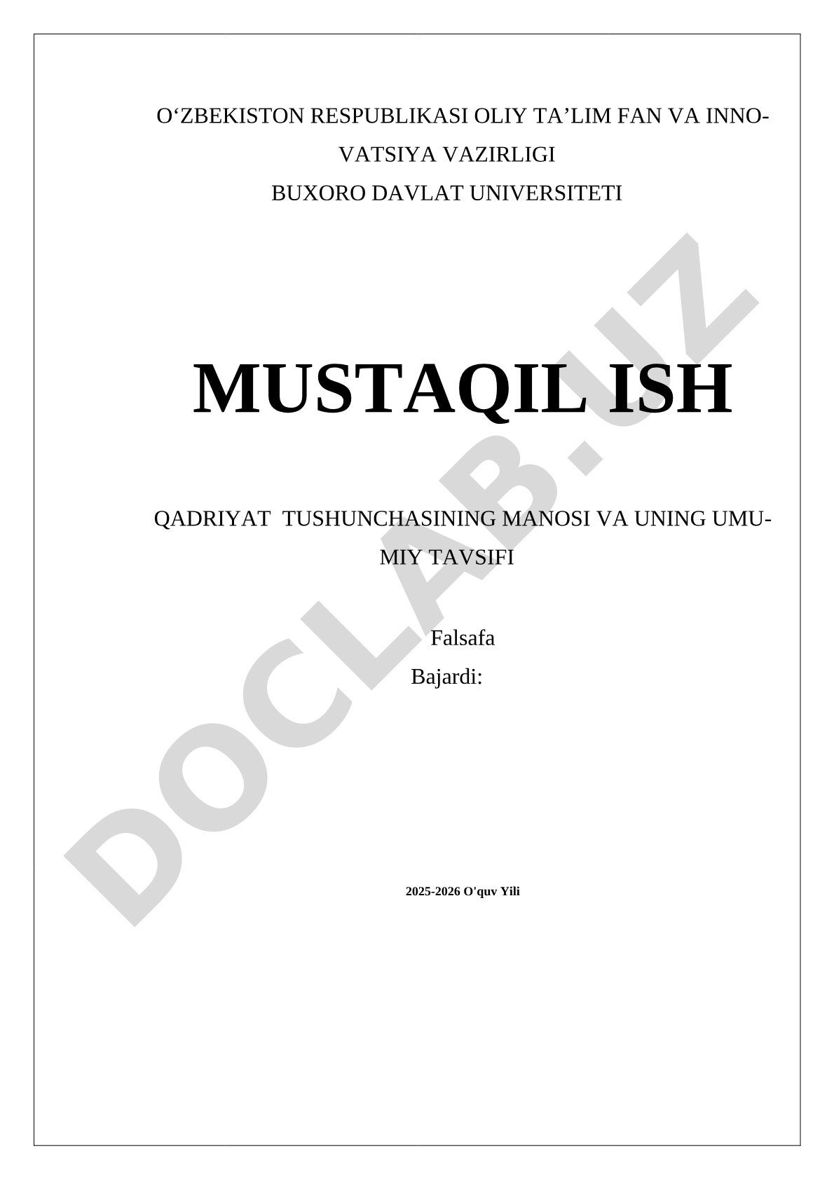 Qadriyat tushunchasining falsafiy tahlili