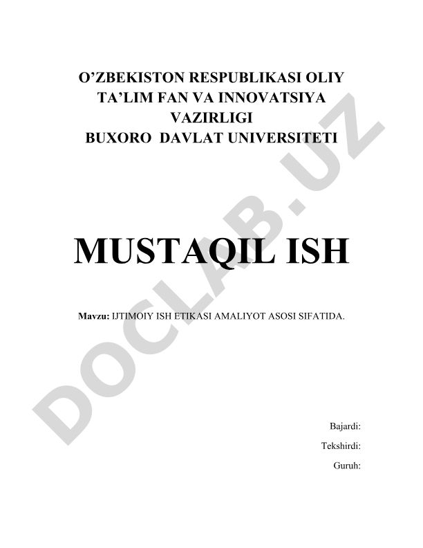 Ijtimoiy ish etikasi amaliyot asosi sifatida