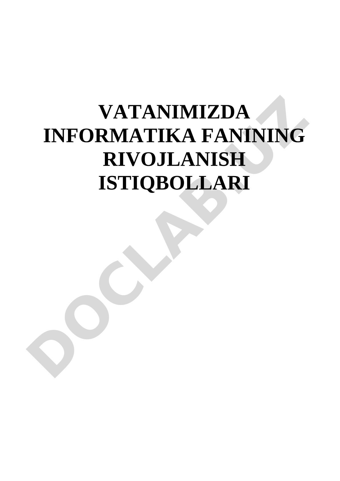 Informatika Fanining Rivojlanish Istiqbollari