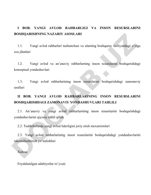 Yangi avlod rahbarligining inson resurslarini boshqarishdagi zamonaviy yondashuvlari