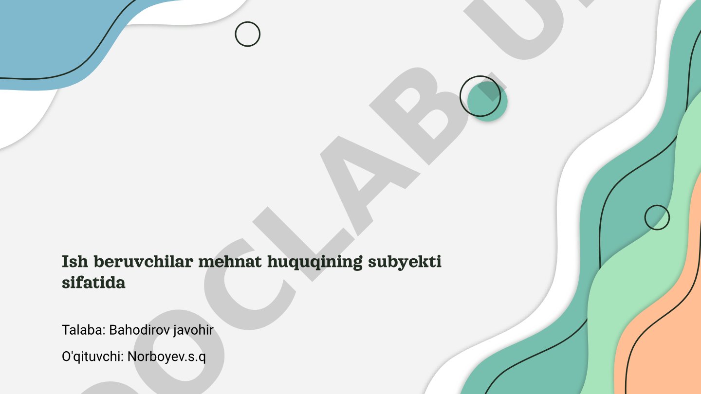 Ish beruvchilar mehnat huquqi subyekti