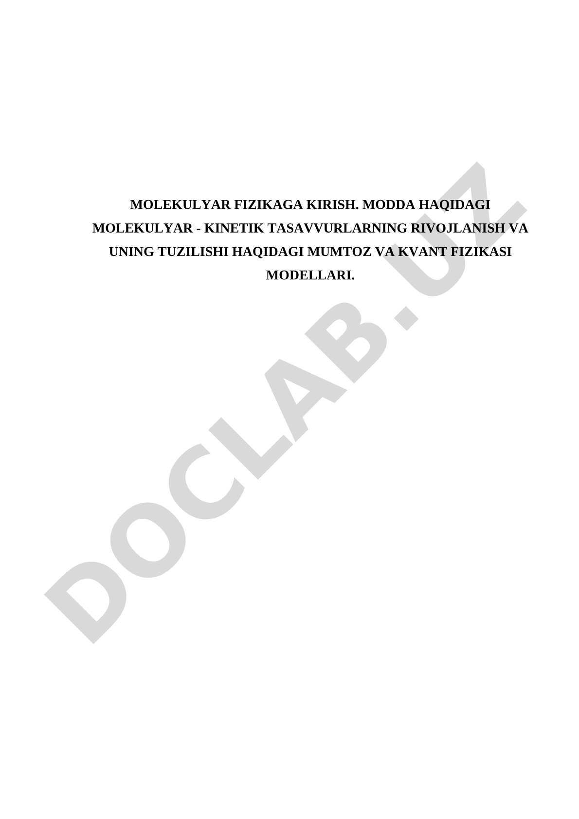 Molekulyar Fizikaga Kirish