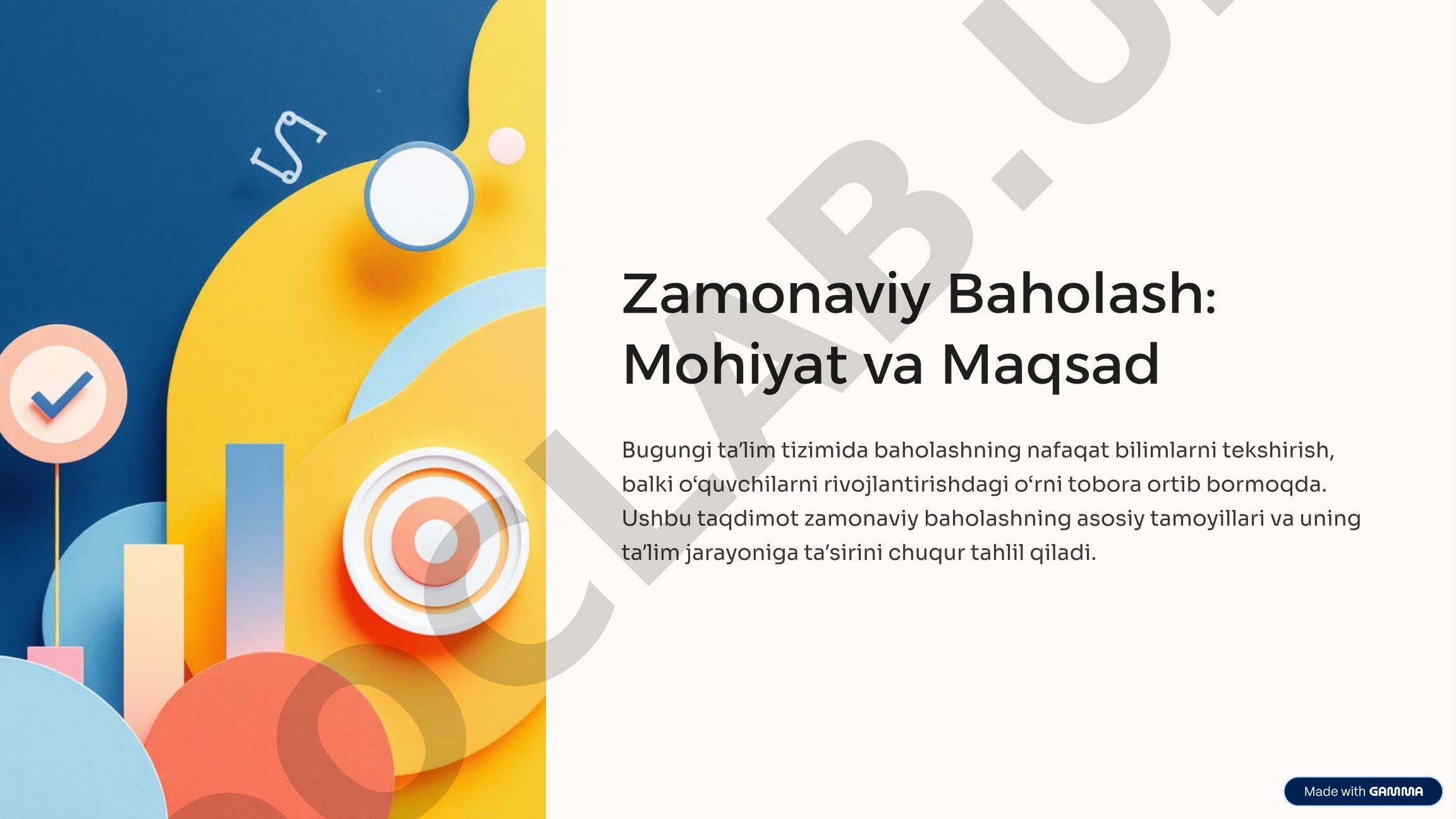 Zamonaviy Baholash Taqdimoti