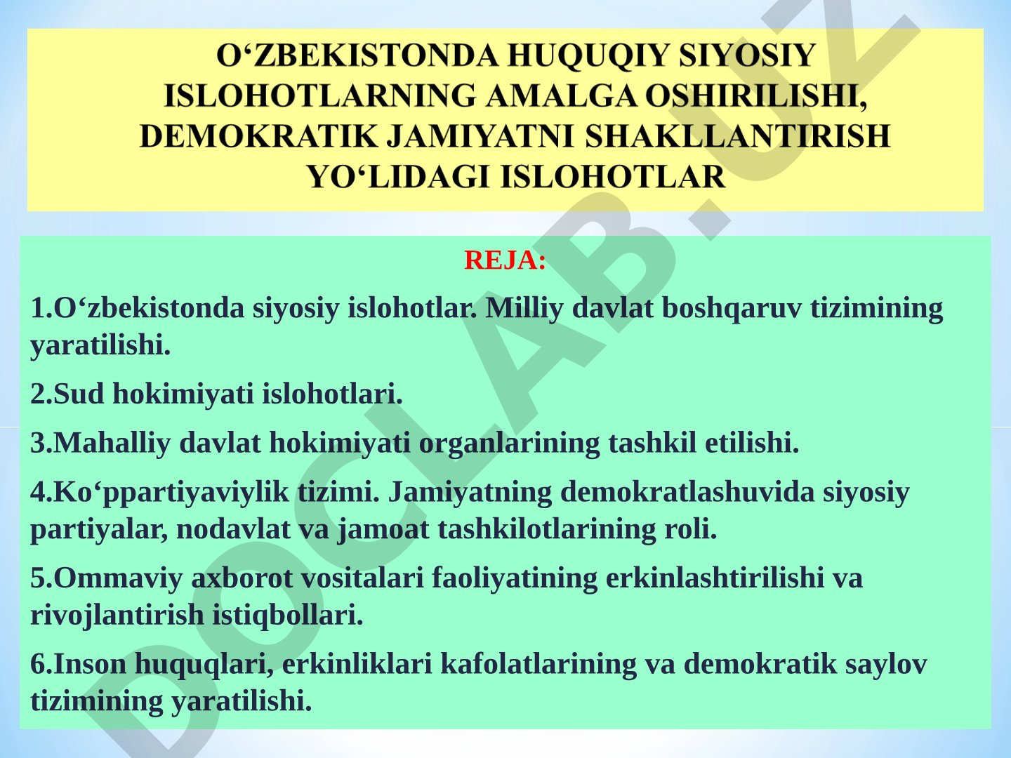 Siyosiy Islohotlar Rejasi