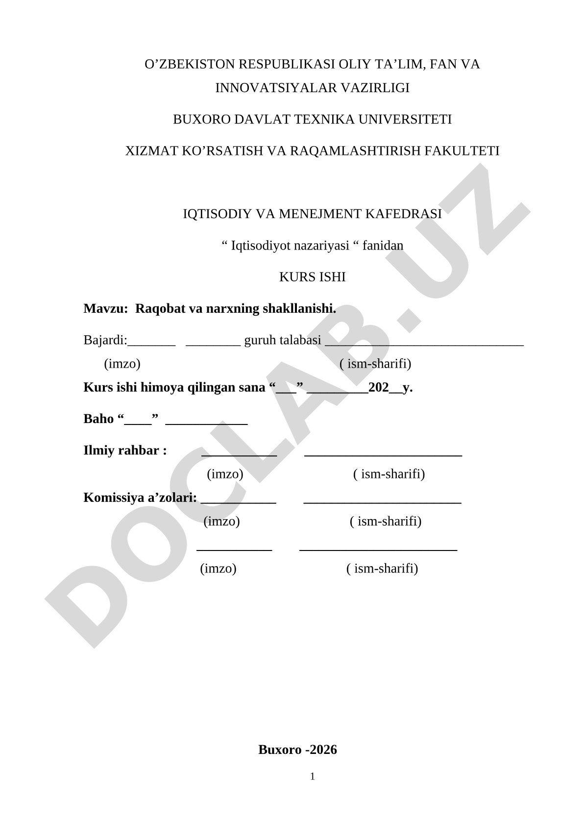 Raqobat va narxning shakllanishi