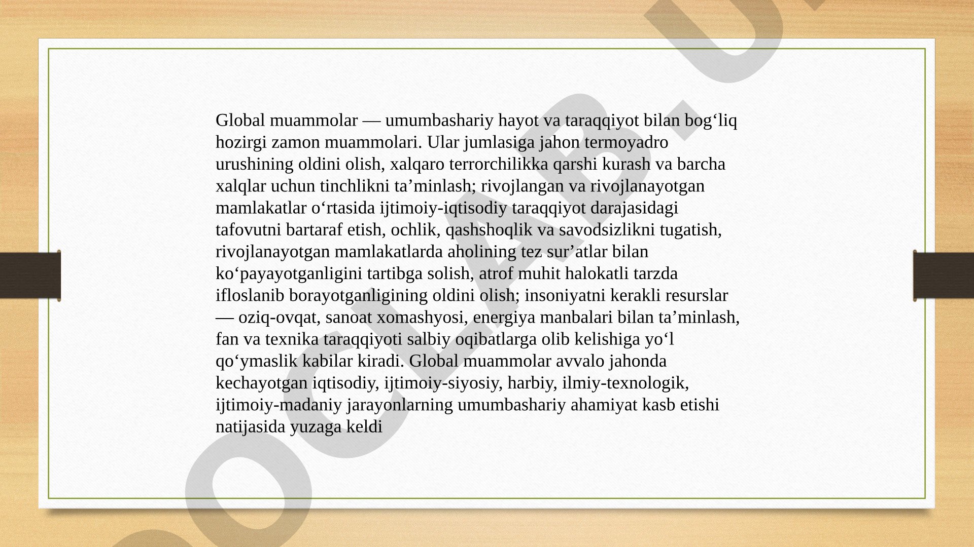 Global Muammolar