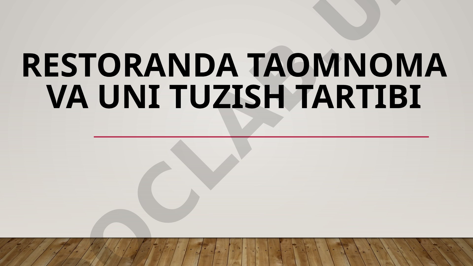 Restoran Taomnomasi Tuzish Qo'llanmasi