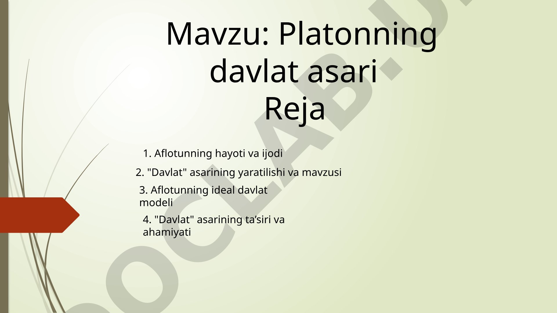 Platonning Davlat Asari Tahlili