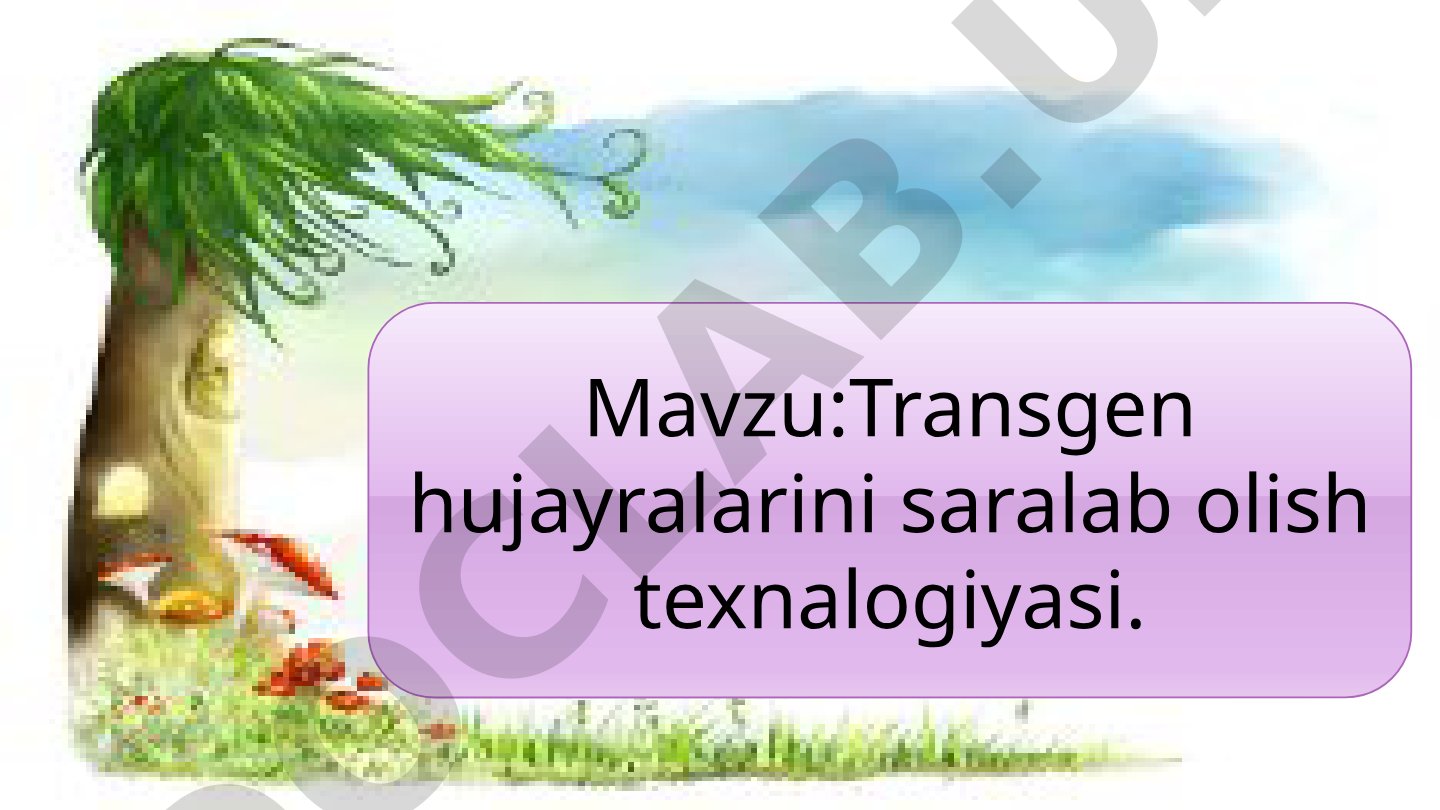 Transgen Hujayralarini Saralash Texnologiyasi