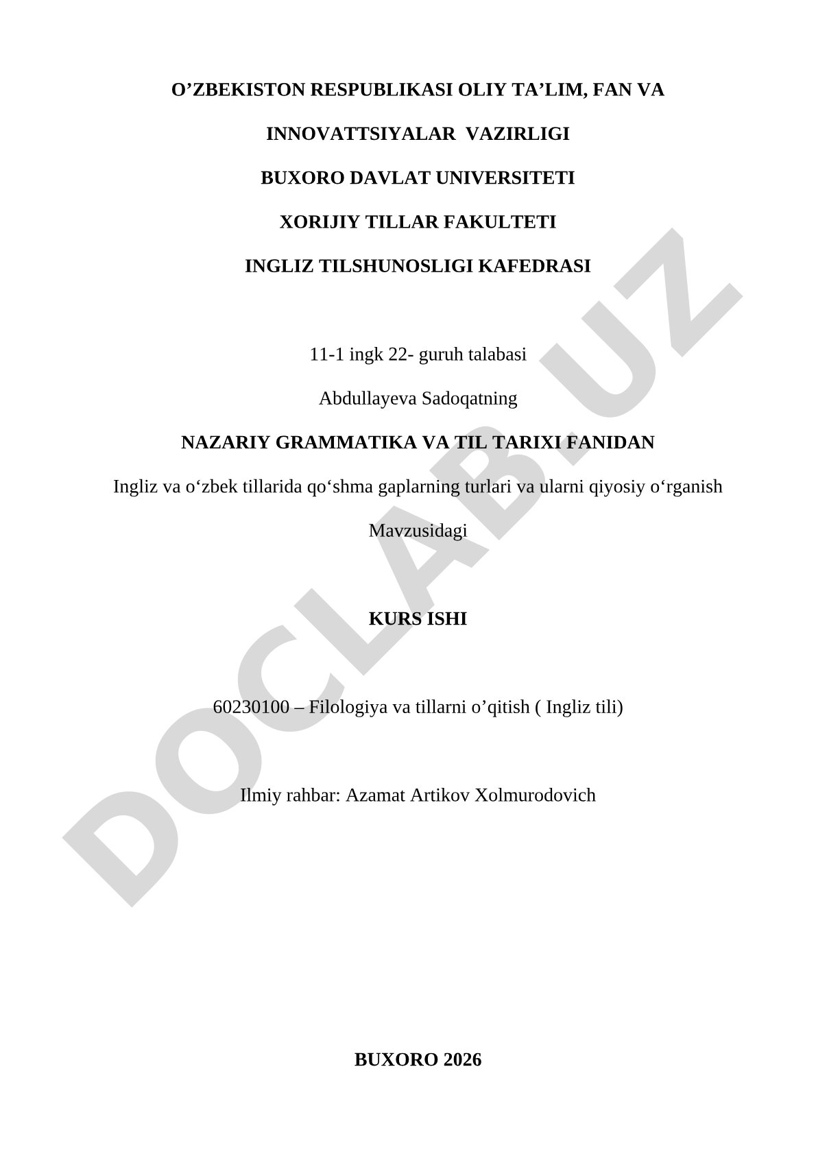 Ingliz va o‘zbek tillarida qo‘shma gaplarning turlari va ularni qiyosiy o‘rganish