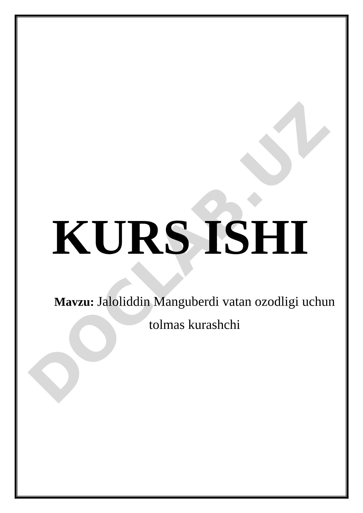 Jaloliddin Manguberdi kurs ishi