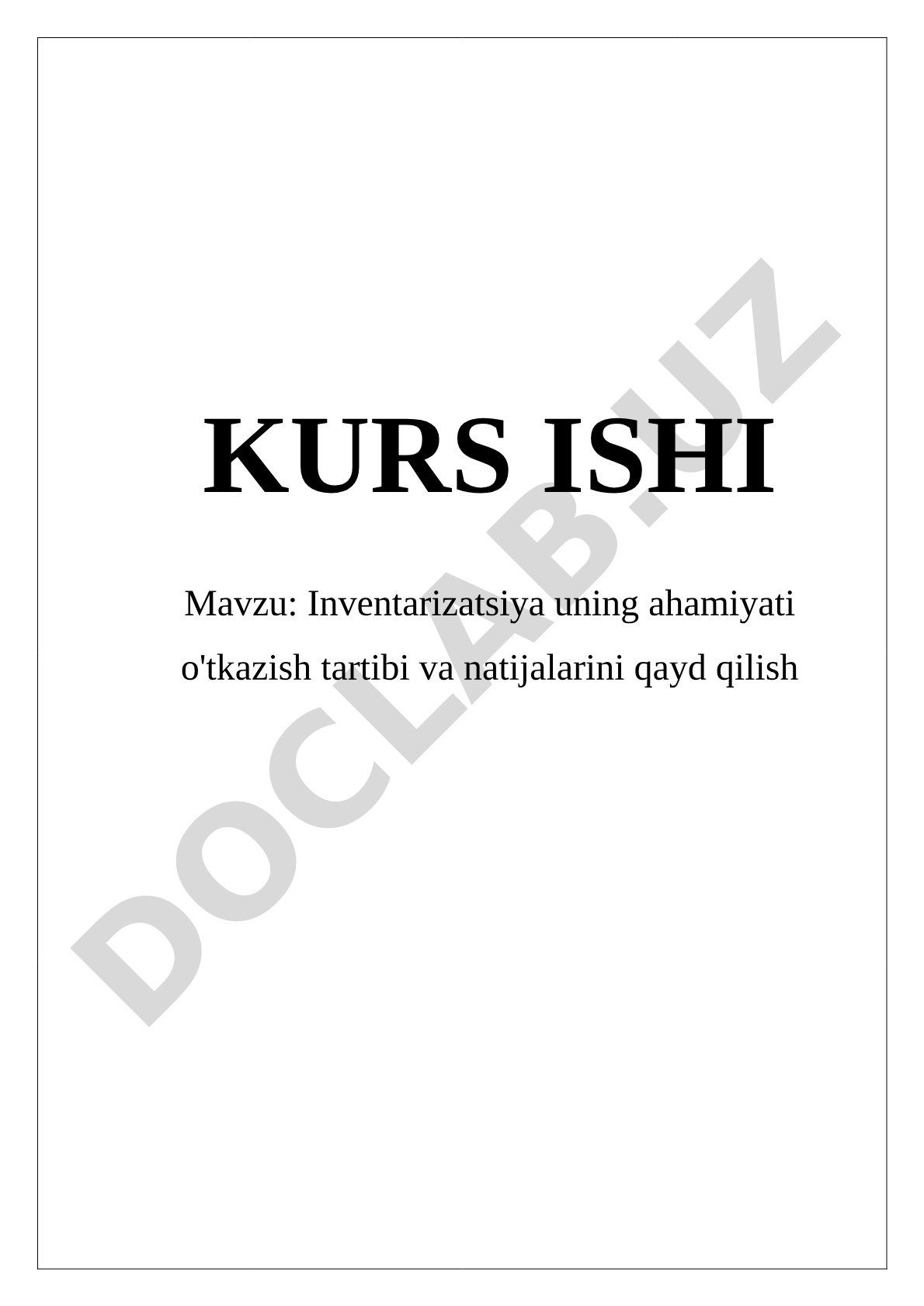 Inventarizatsiya kurs ishi