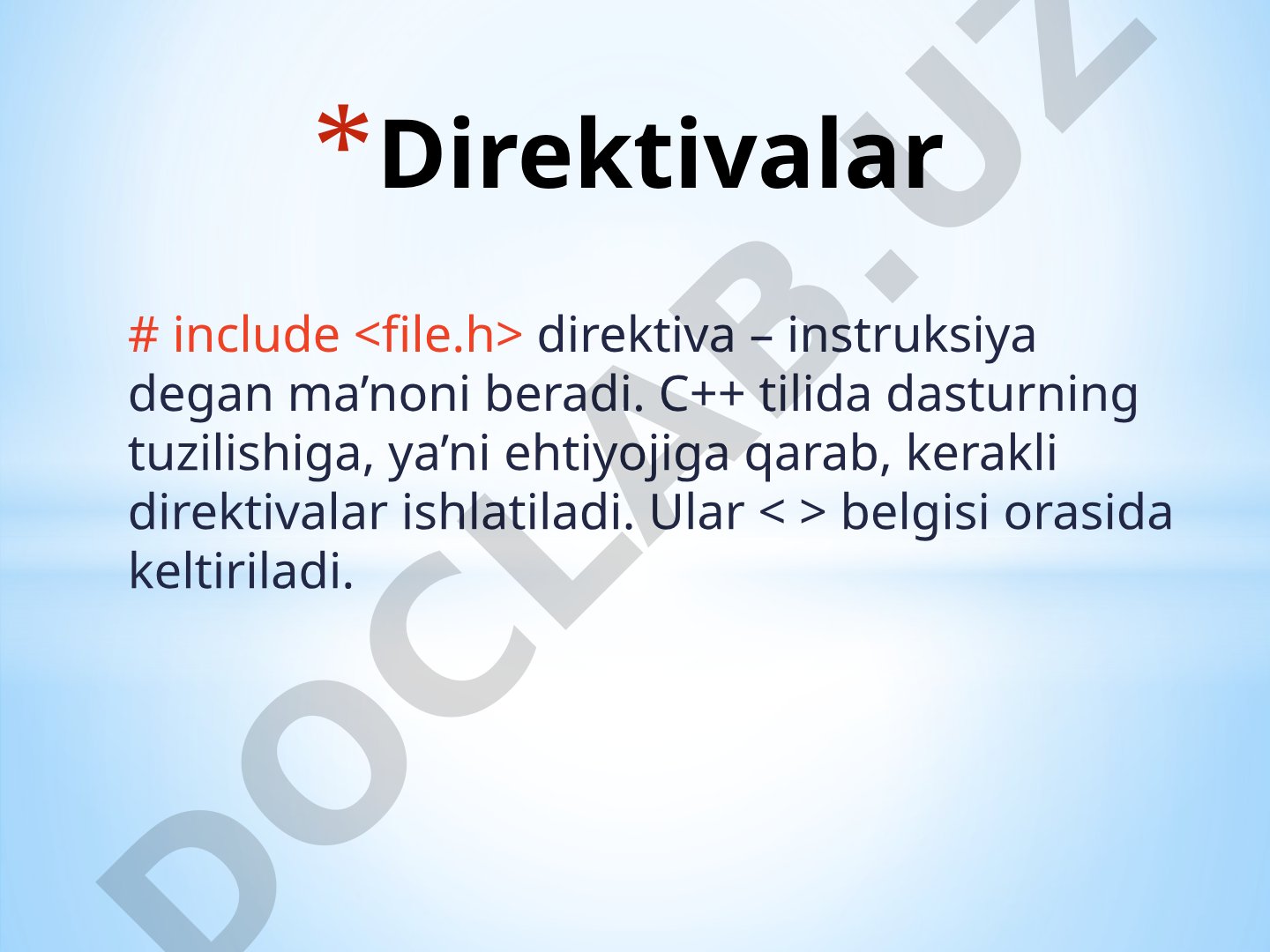 C++ Direktivalari va O'zgaruvchilar