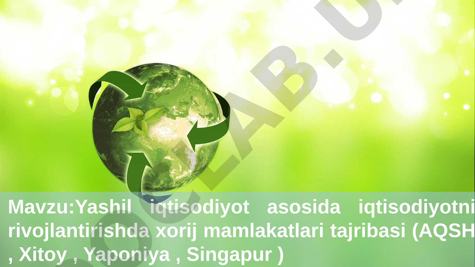 Yashil Iqtisodiyot: Xorijiy Tajribalar