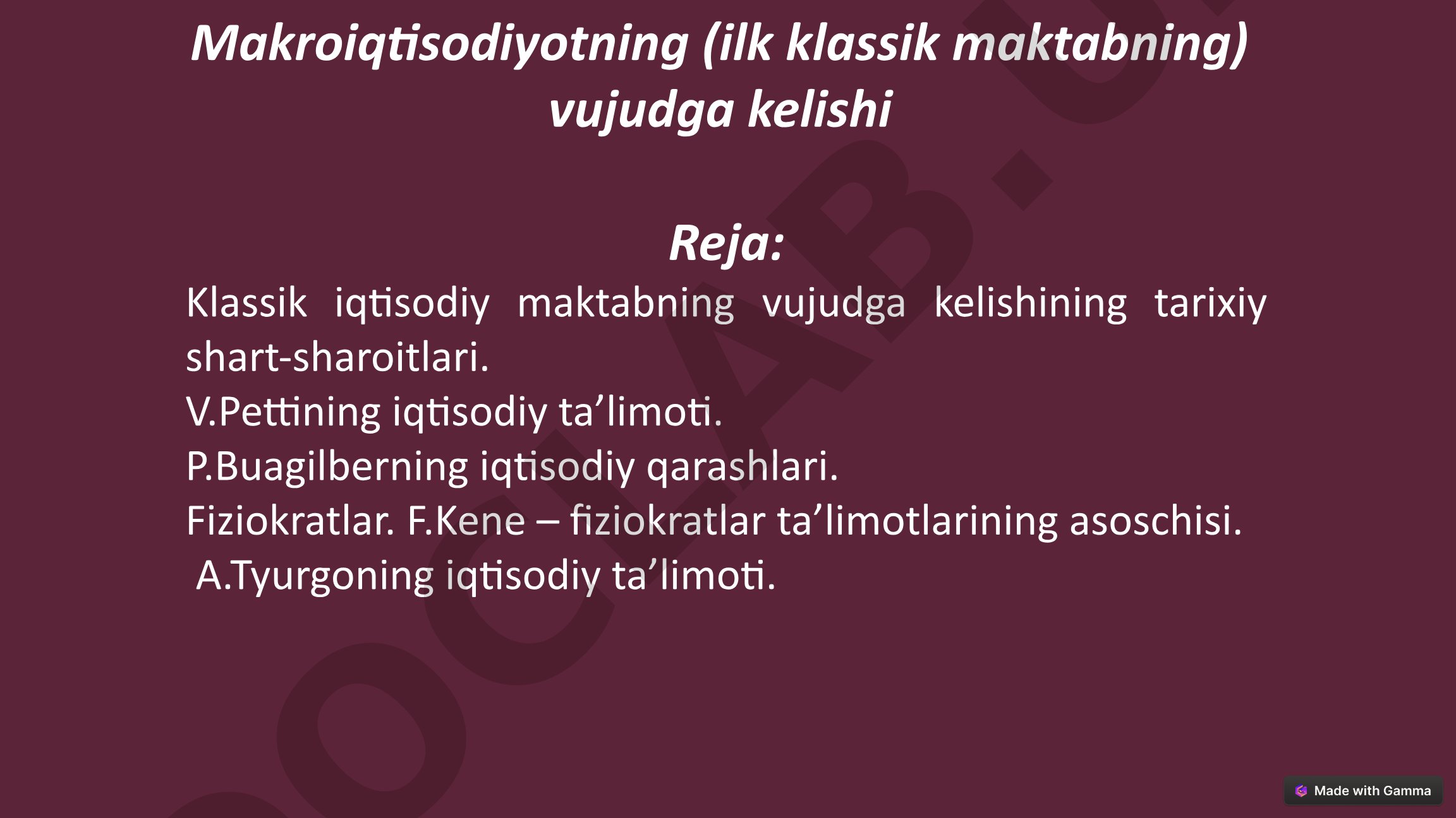 Makroiqtisodiyotning vujudga kelishi