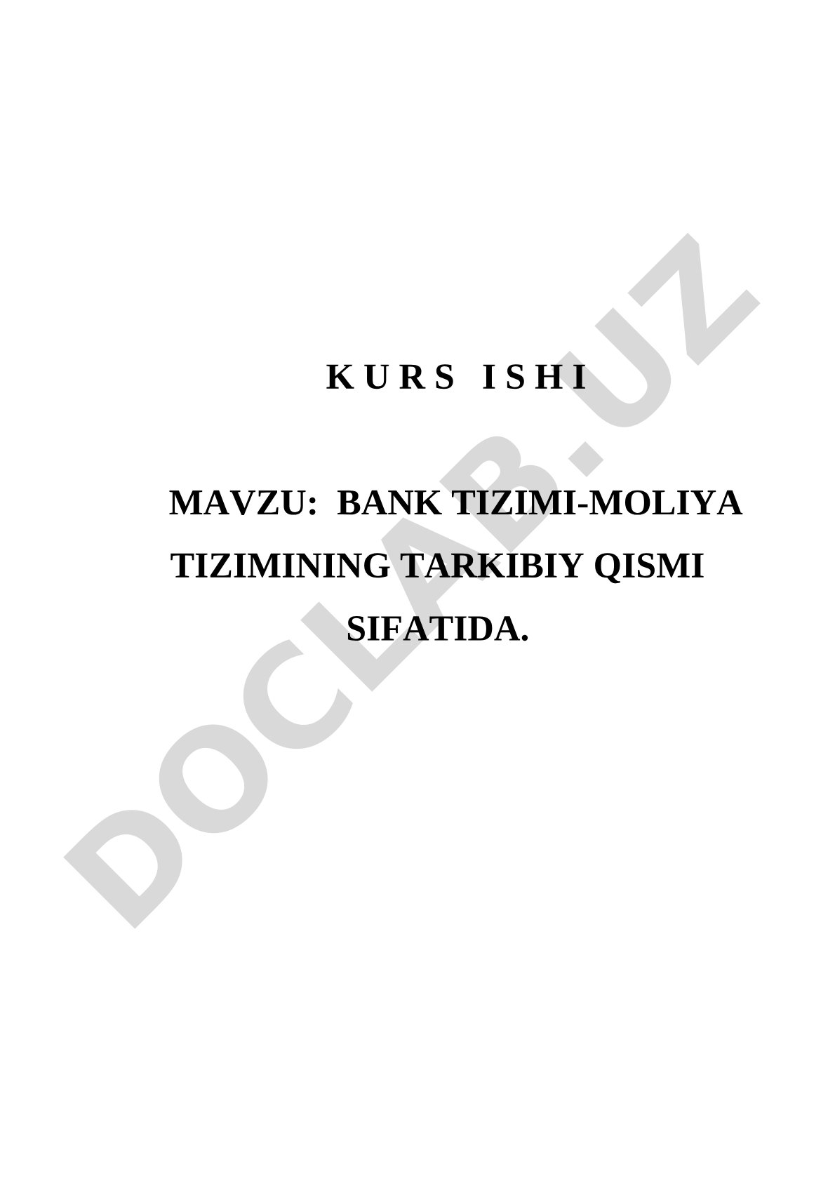 Bank Tizimi Kurs Ishi