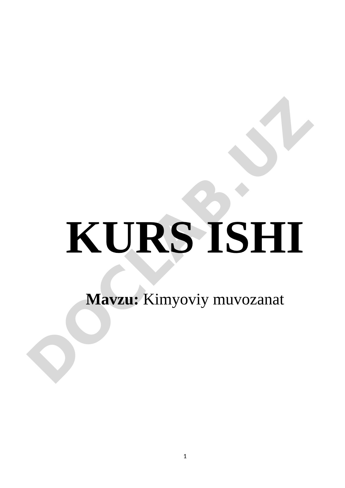 Kimyoviy Muvozanat Kurs Ishi