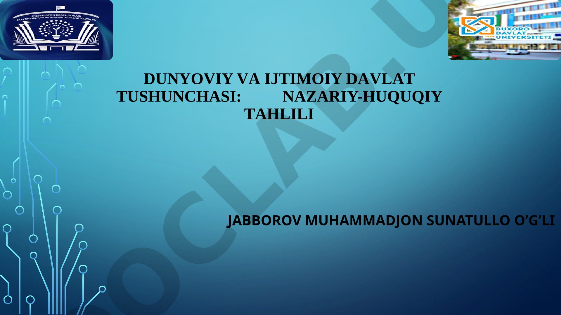 Ijtimoiy Davlat Tushunchasi
