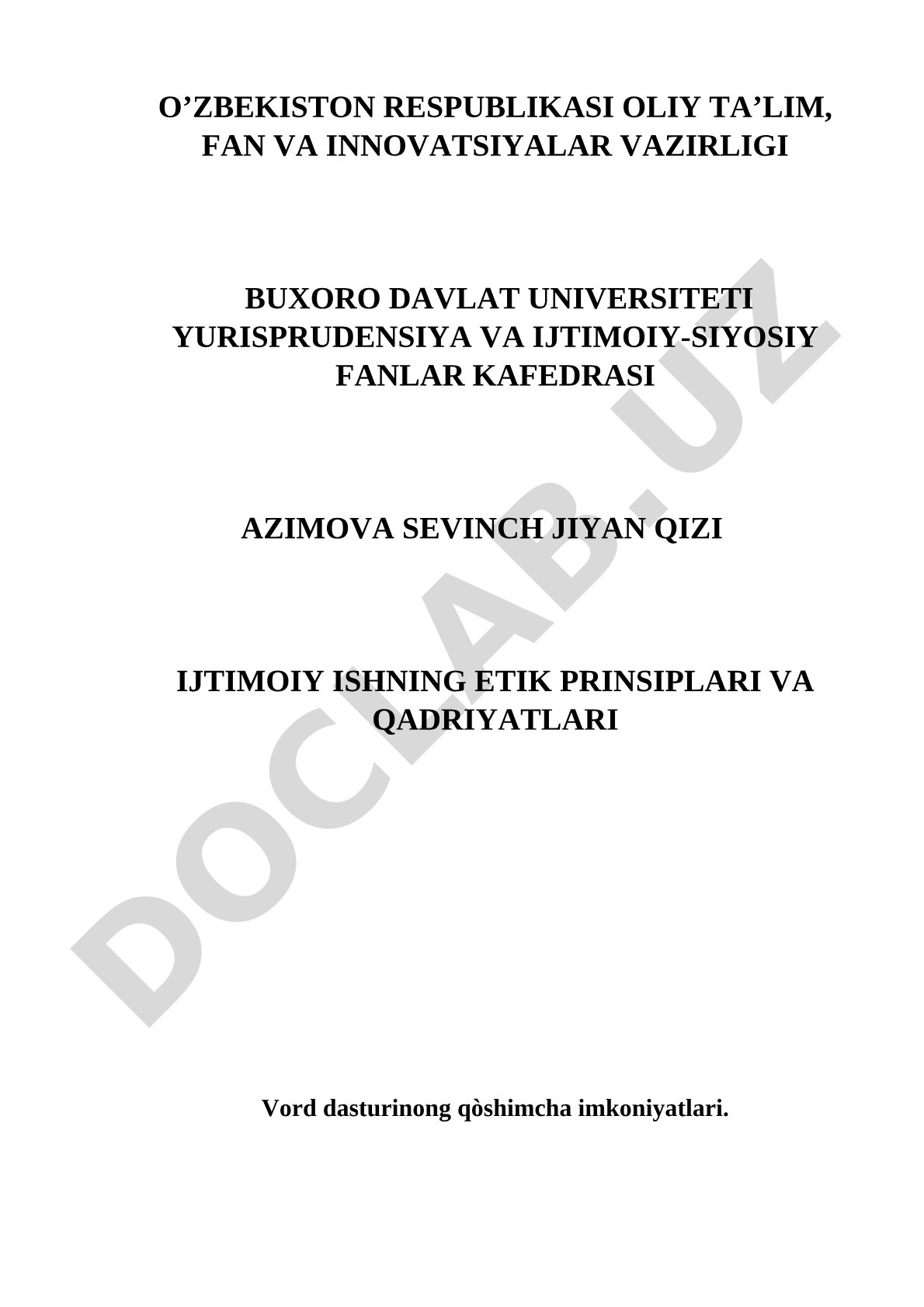 Ijtimoiy Ishning Etik Prinsiplari va Qadriyatlari