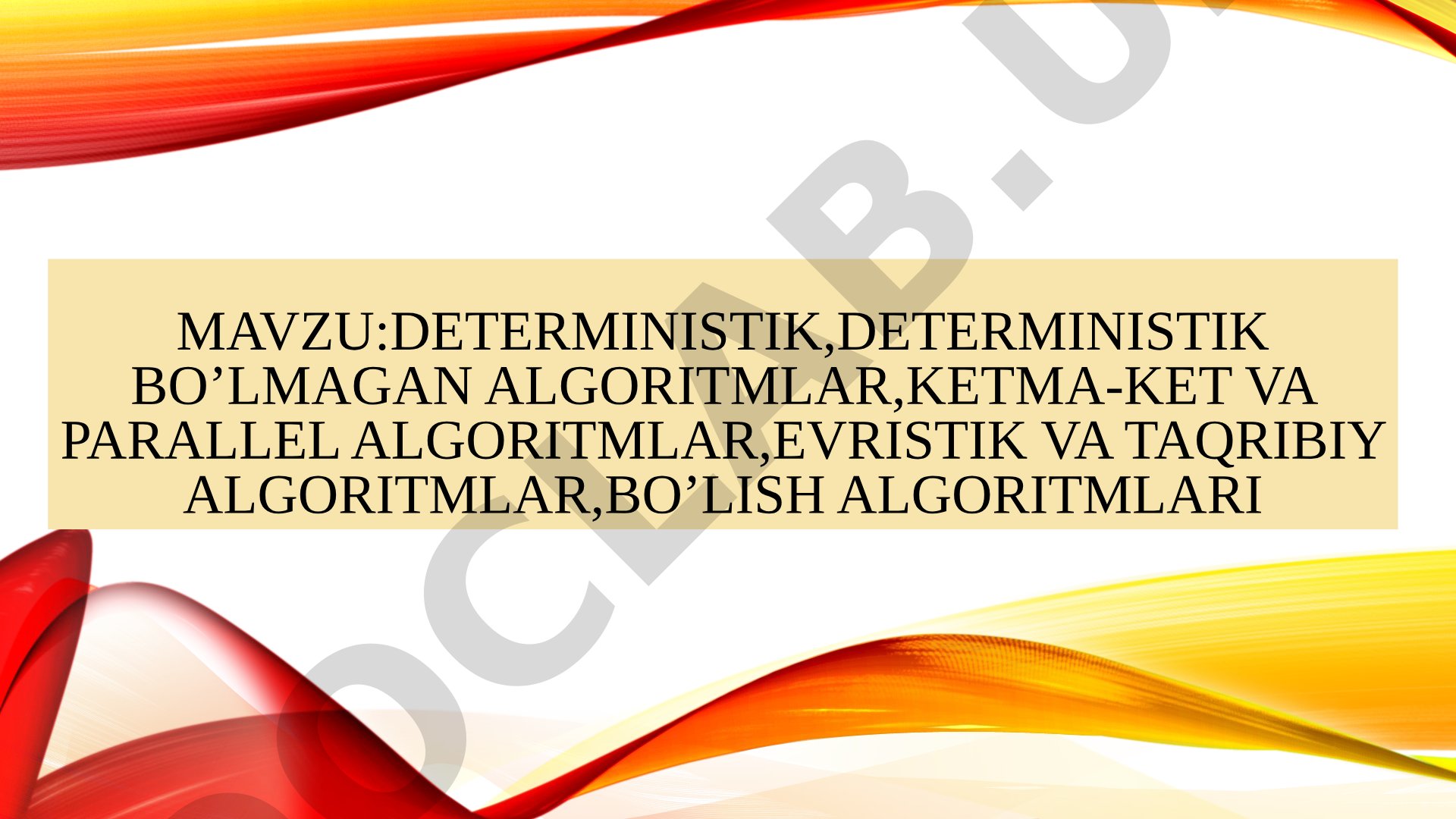 Algoritmlar turlari