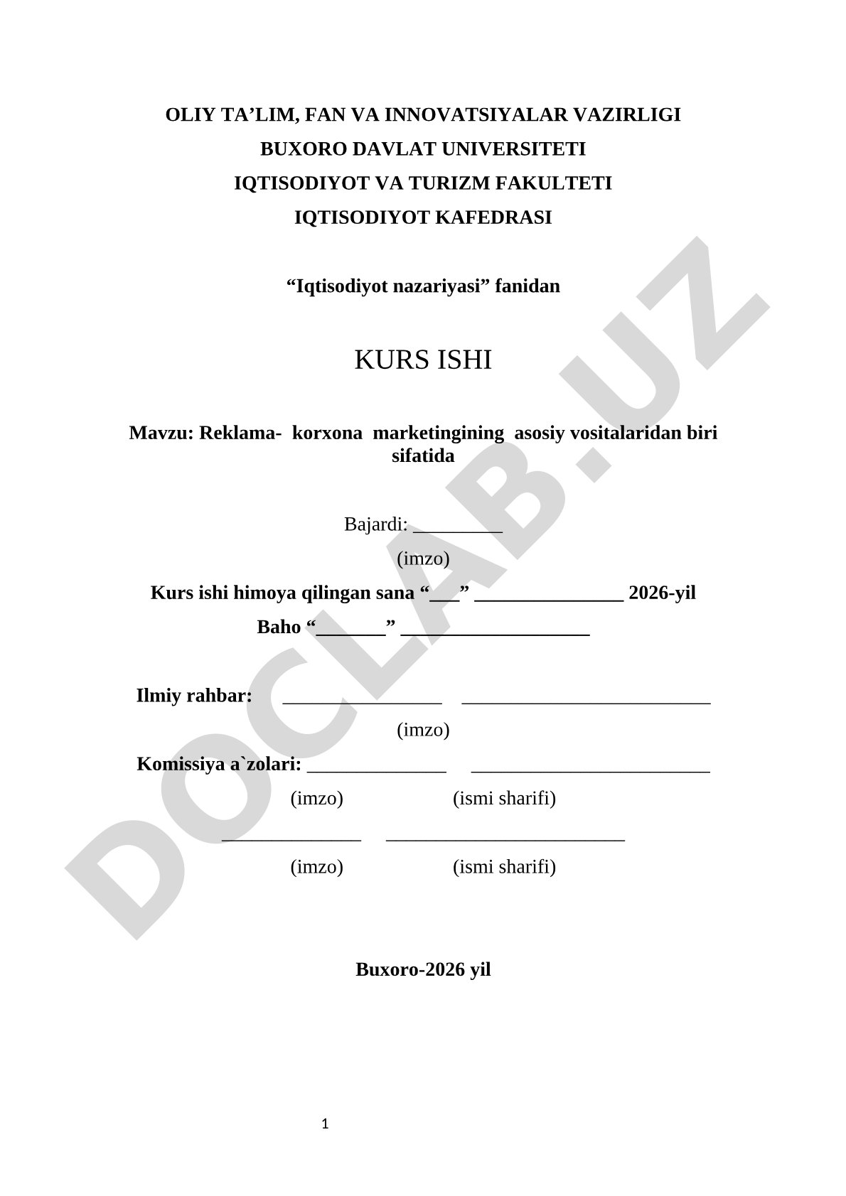 Reklama - korxona marketingining asosiy vositalaridan biri sifatida