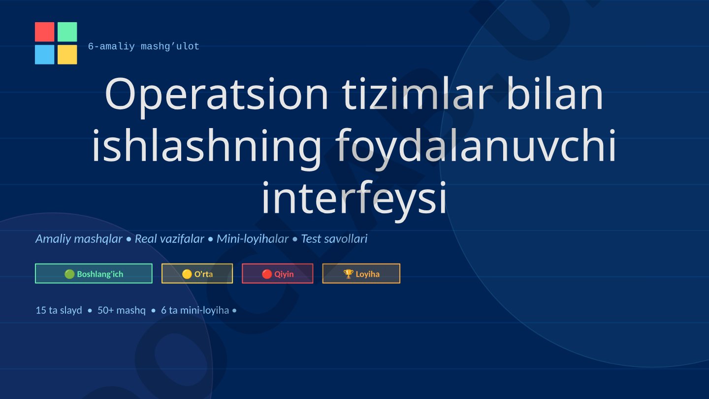 Operatsion tizimlar bilan ishlashning foydalanuvchi interfeysi
