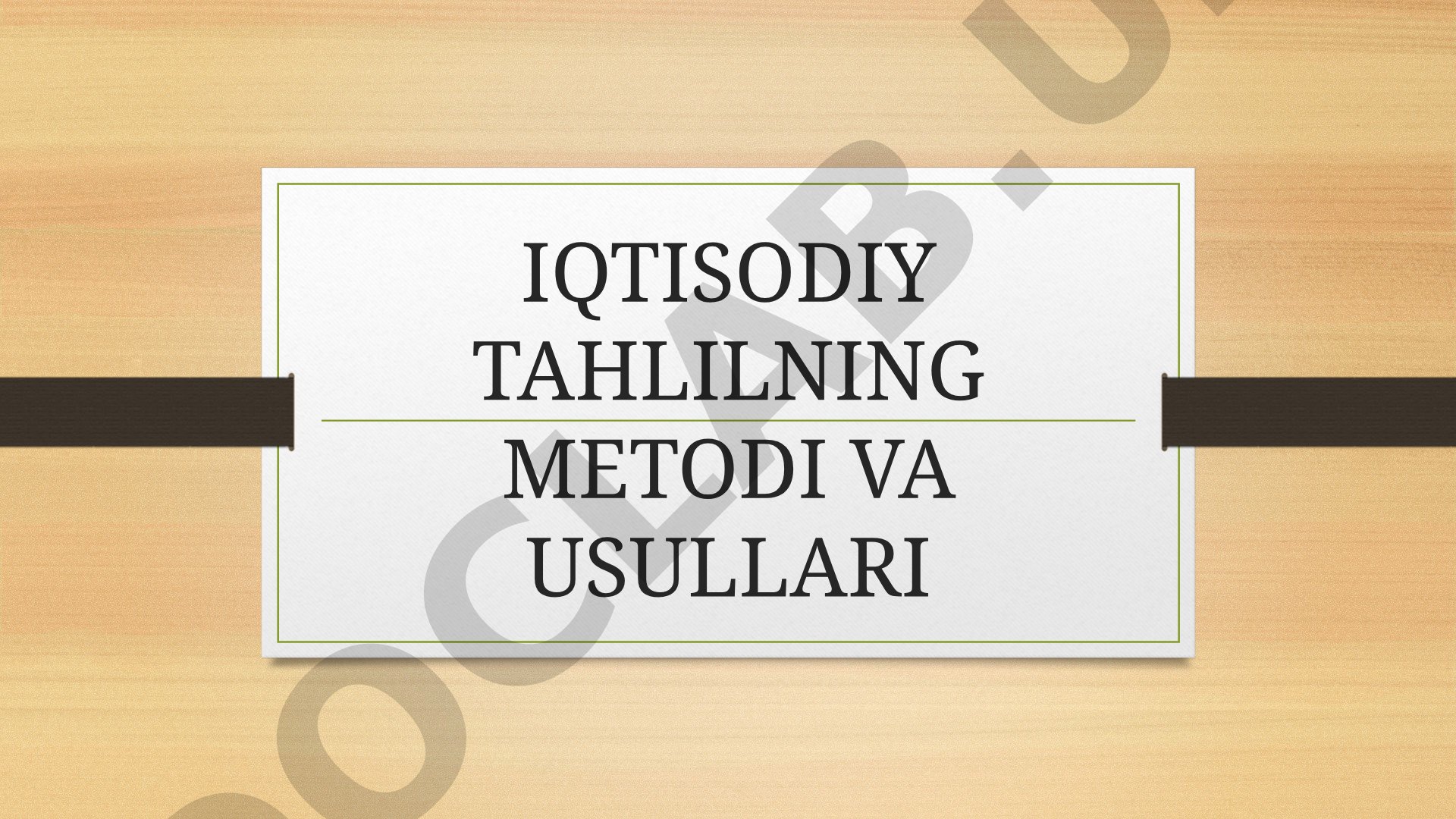 Iqtisodiy Tahlil Metodlari