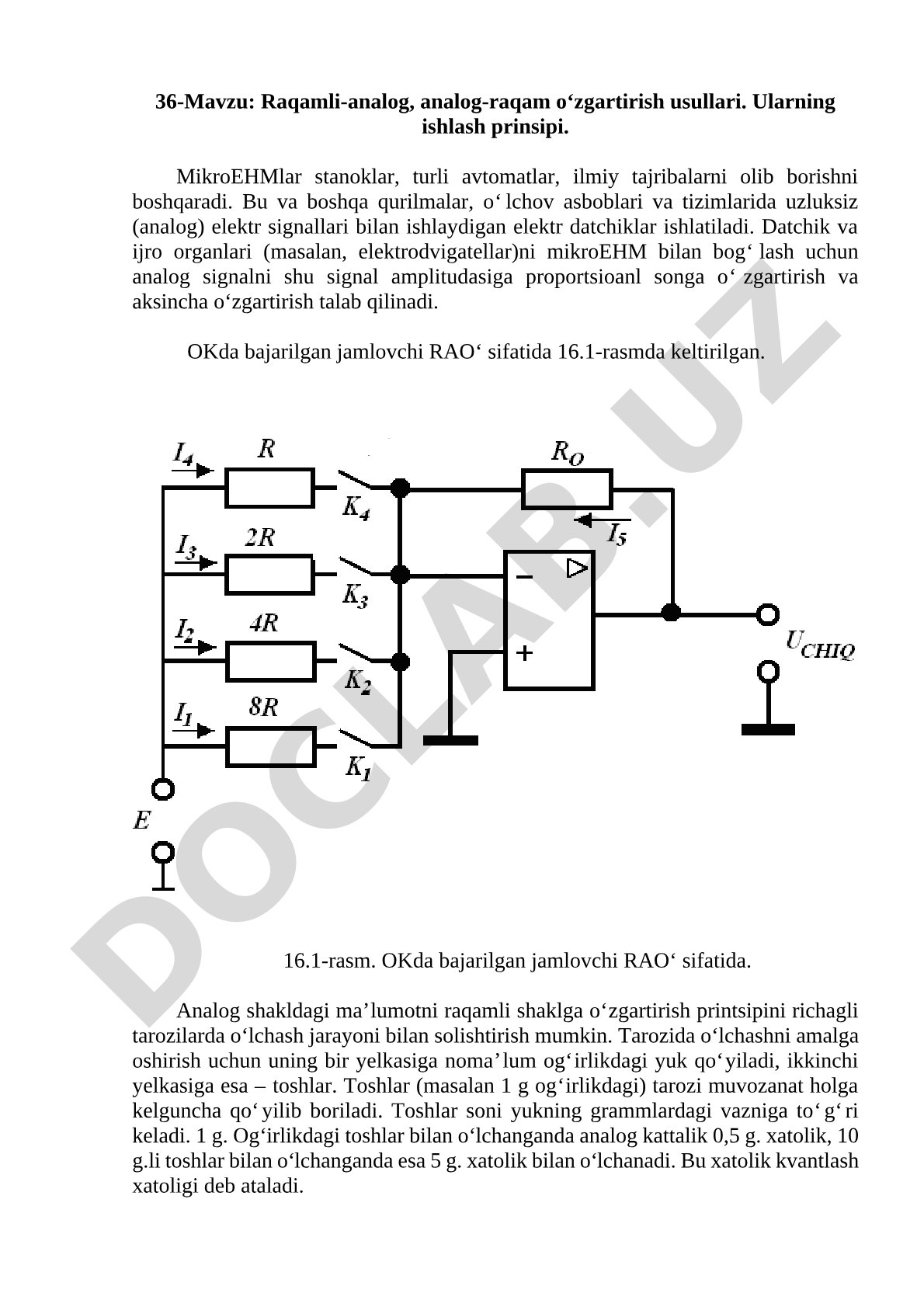 Analog-raqam o'zgartirish usullari