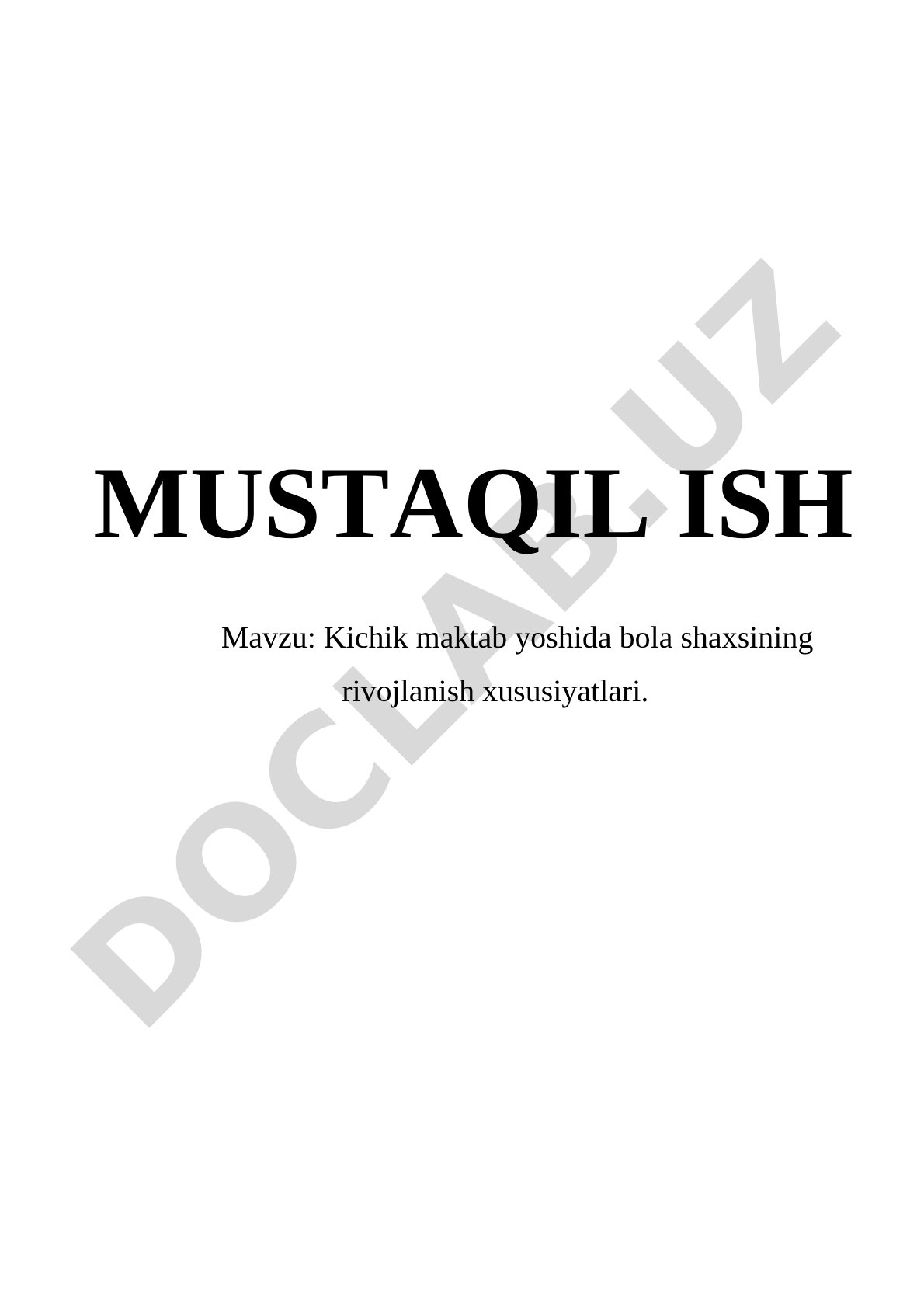Kichik maktab yoshida shaxs rivojlanishi