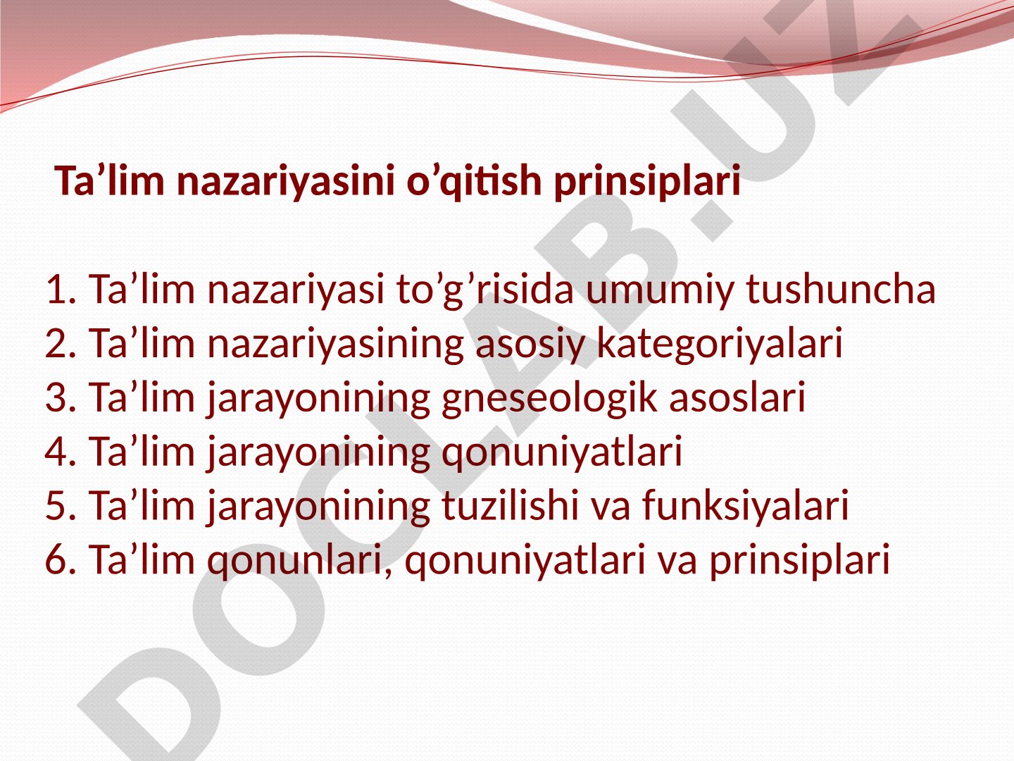 Ta'lim Nazariyasi O'quv Qo'llanmasi