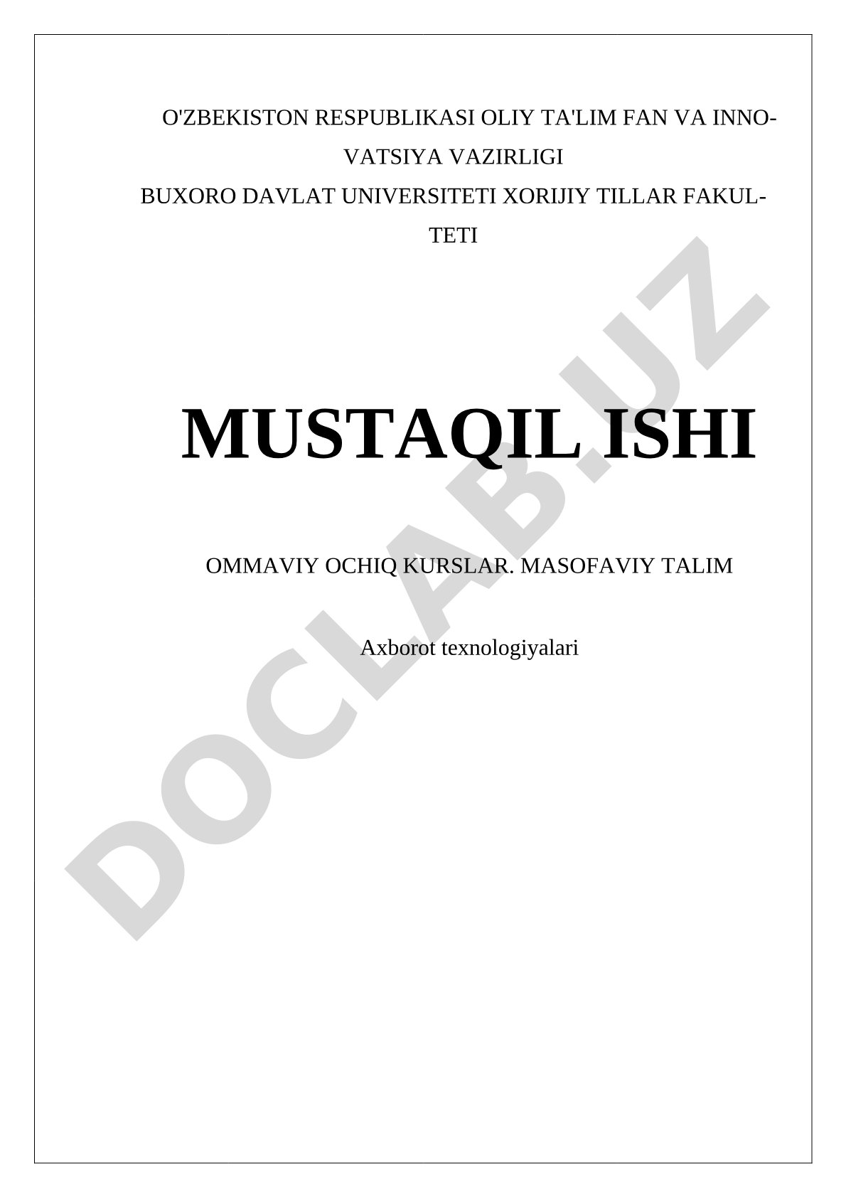 Ommaviy ochiq kurslar va masofaviy ta'lim