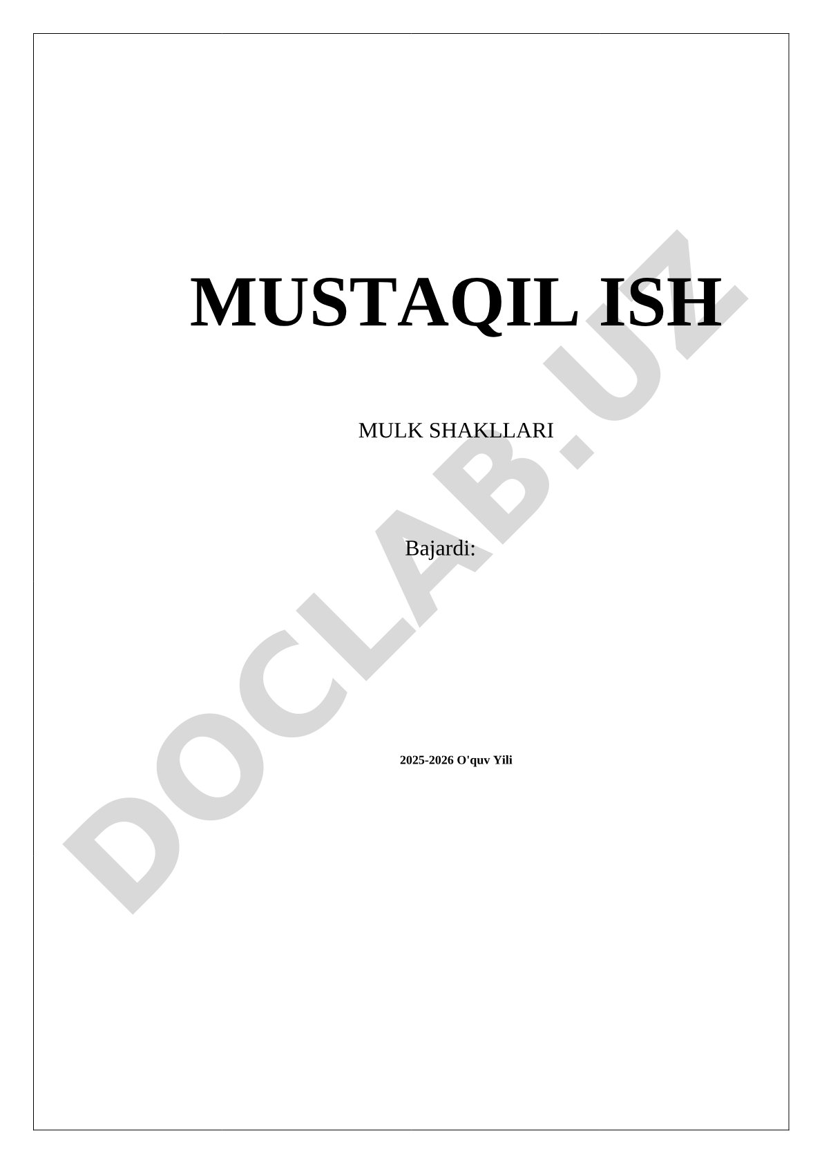 Mulk Shakllari Mustaqil Ishi