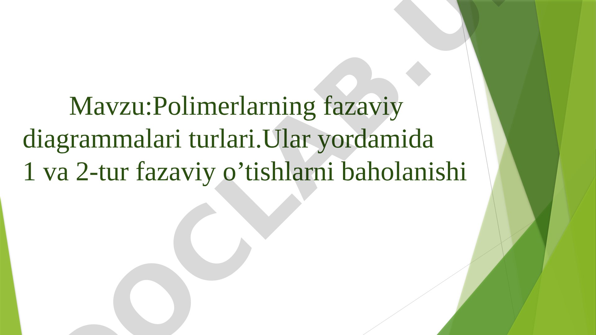 Polimerlarning Fazaviy Diagrammalari