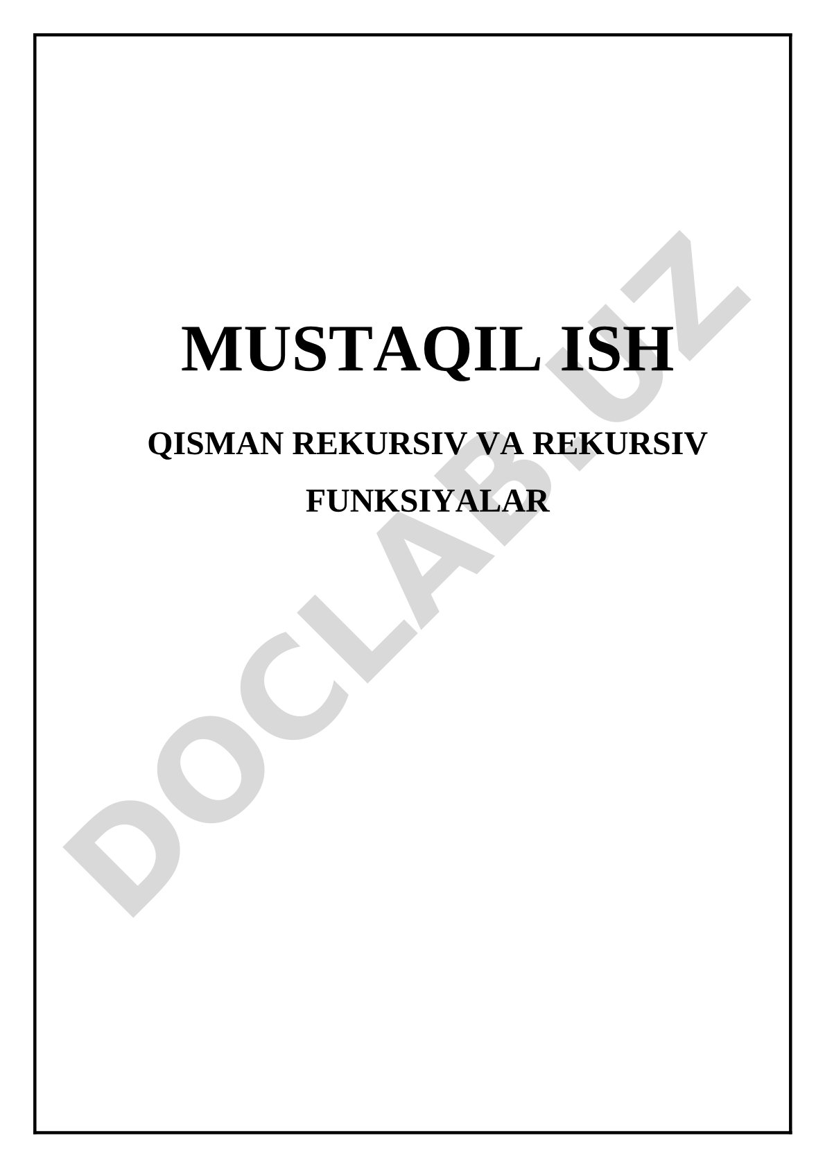 Rekursiv va Qisman Rekursiv Funksiyalar