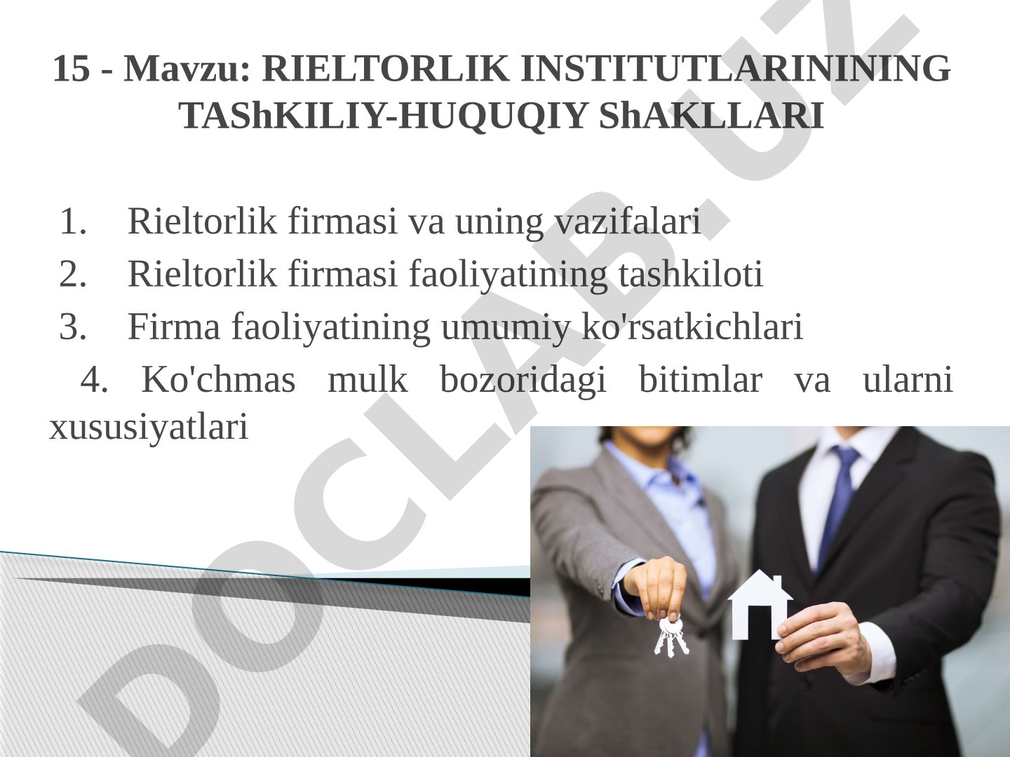 Rieltorlik institutlarining tashkiliy-huquqiy shakllari