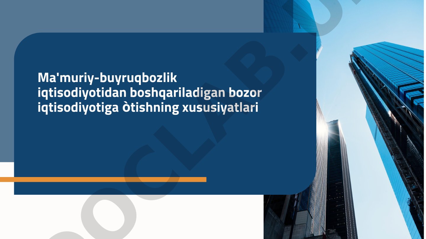 Bozor iqtisodiyotiga o'tish jarayoni