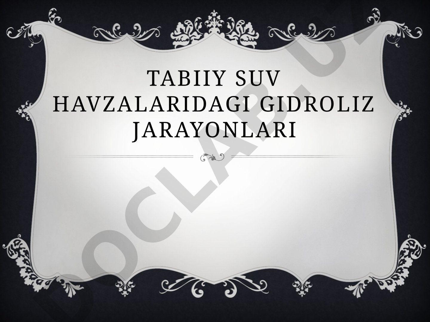 Tabiiy suv havzalaridagi gidroliz jarayonlari